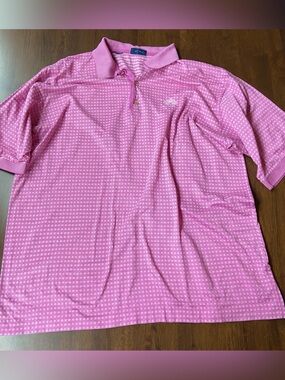 Jeff Rose ROCC Polo Shirt Men XL Pink Pattern River Oaks Country Club Mercerized